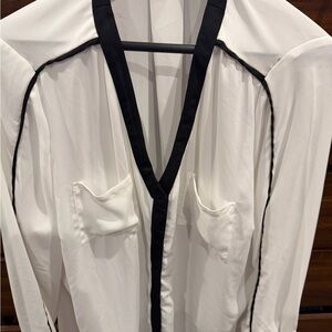 Fashion to Figure White Blouse with Black Accents